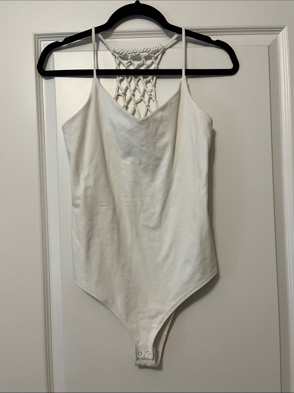 Abercrombie & Fitch White Macramé-Back Bodysuit